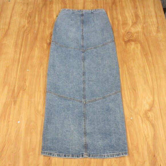 WILD FABLE Mid-Rise Chevron Denim Maxi Skirt Sz 4 Long Blue Jean Slit Skirt NWT - Picture 9 of 12